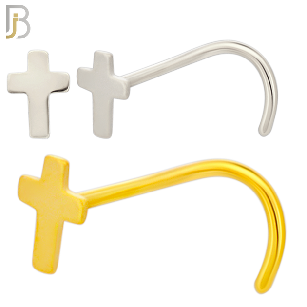 NR21C - 316L Surgical Steel Plain Cross Design Nose Screw (PACK OF 6) image 0