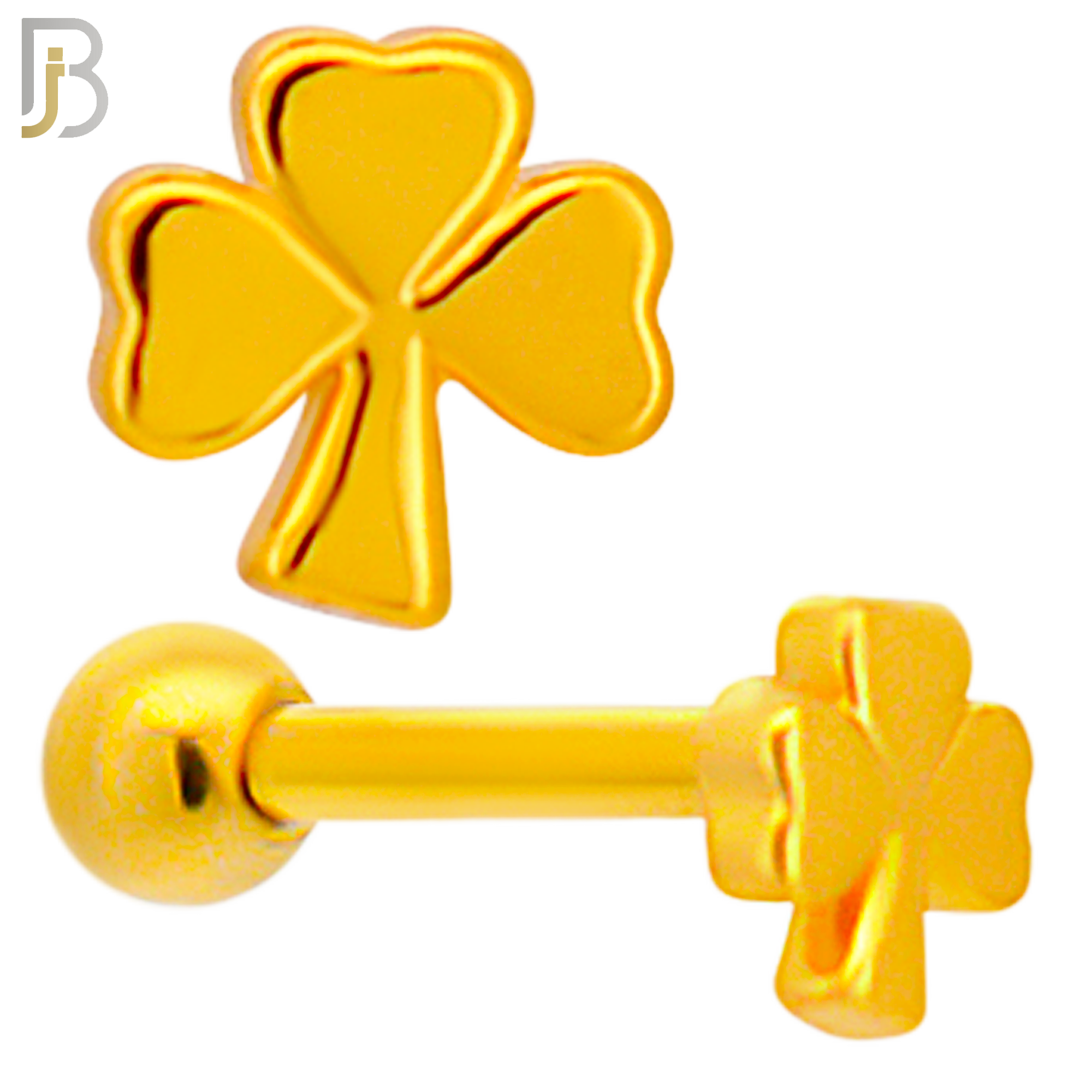 TB57 - 316L Stainless Steel Plain Three Leaf Clover Tragus Barbell Cartilage Piercing Screw Ball Externally Threaded (PACK OF 6) image 2