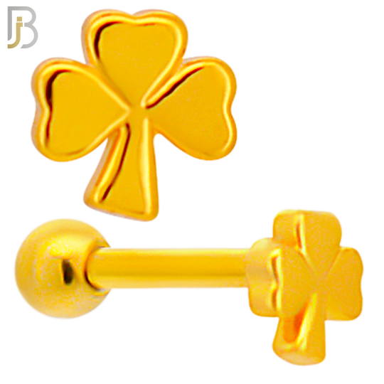 TB57 - 316L Stainless Steel Plain Three Leaf Clover Tragus Barbell Cartilage Piercing Screw Ball Externally Threaded (PACK OF 6) image 2