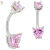 NB06S - 316L Stainless Steel Heart Prong Setting Zircon  Banana Belly Navel Ring (PACK OF 6) image 6