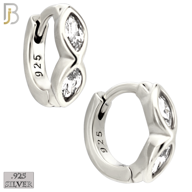 925-ES424 - 925 Sterling Silver Double Marquise CZ Huggies Earrings image 1