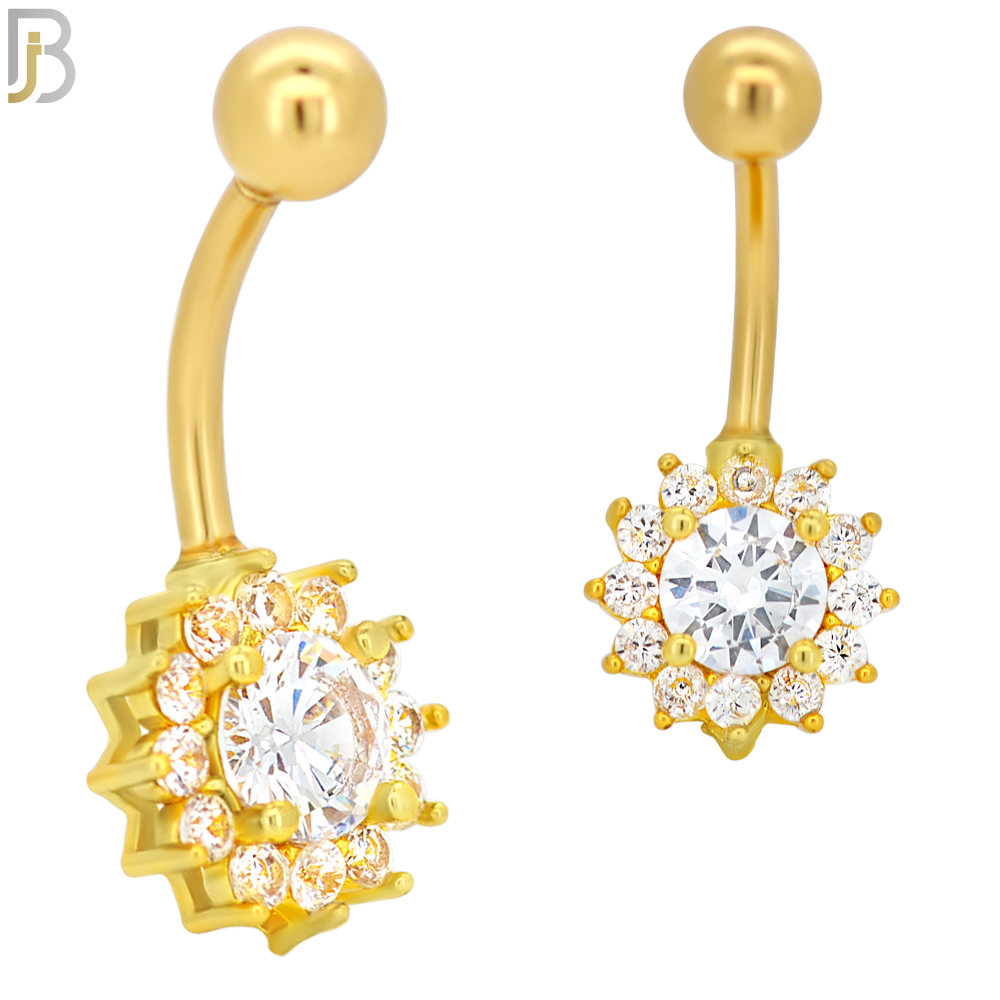 NB20 - 316L Stainless Steel Sun Zircon  Banana Belly Navel Ring image 2