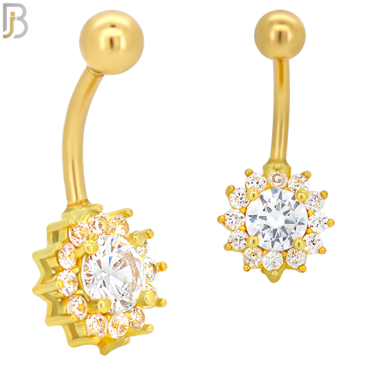 NB20 - 316L Stainless Steel Sun Zircon  Banana Belly Navel Ring image 2