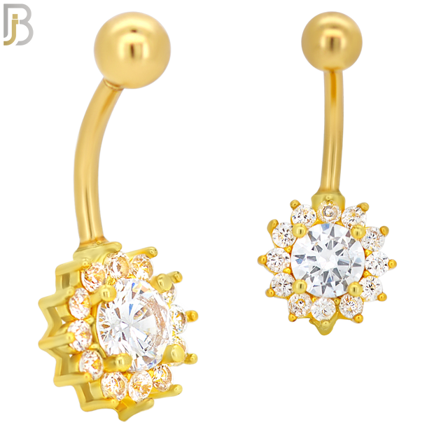 NB20 - 316L Stainless Steel Sun Zircon  Banana Belly Navel Ring image 2