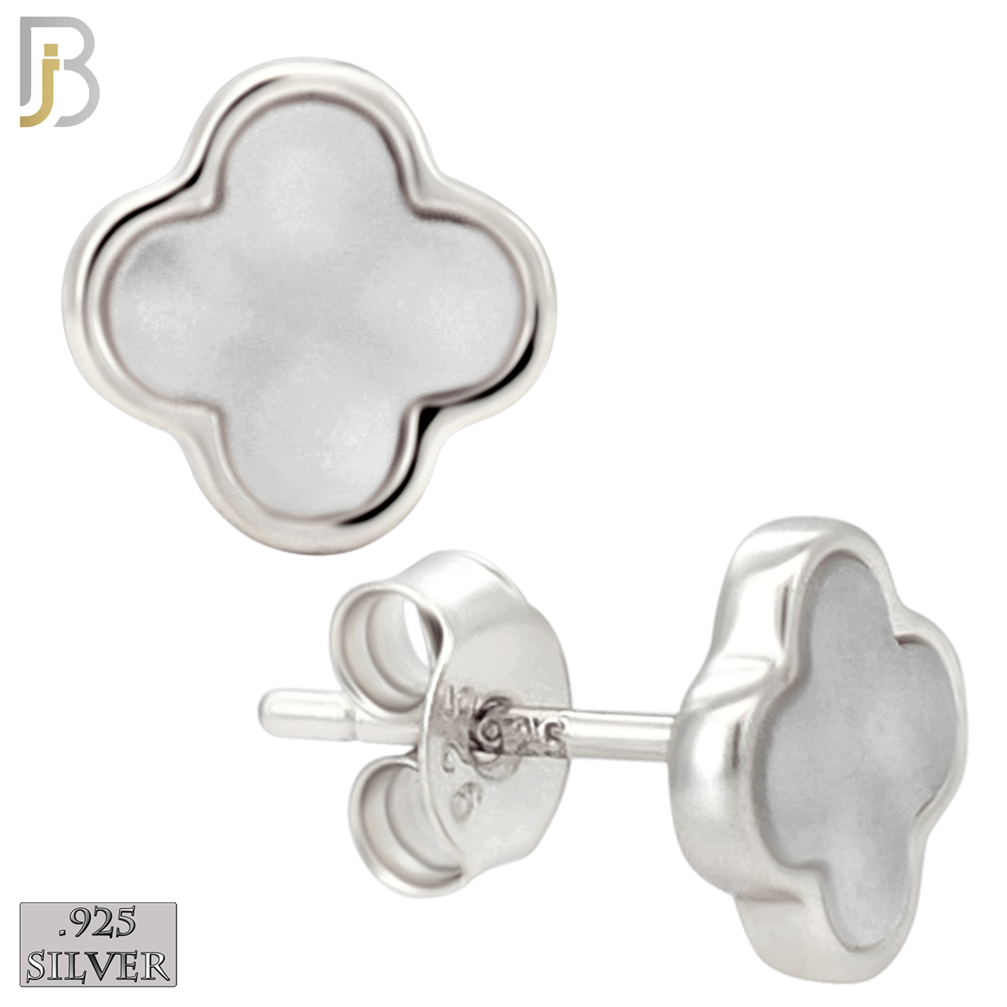 925-ES520 - 925 Sterling Silver Clover Stud Earrings – Enamel Finish image 1