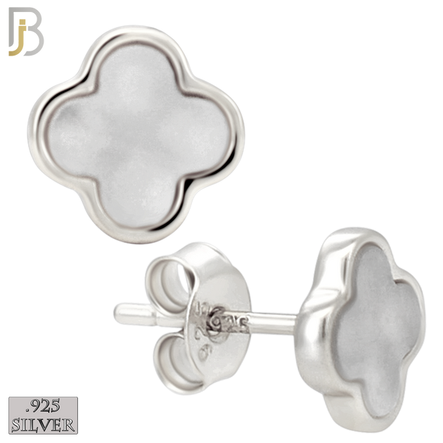 925-ES520 - 925 Sterling Silver Clover Stud Earrings – Enamel Finish image 1