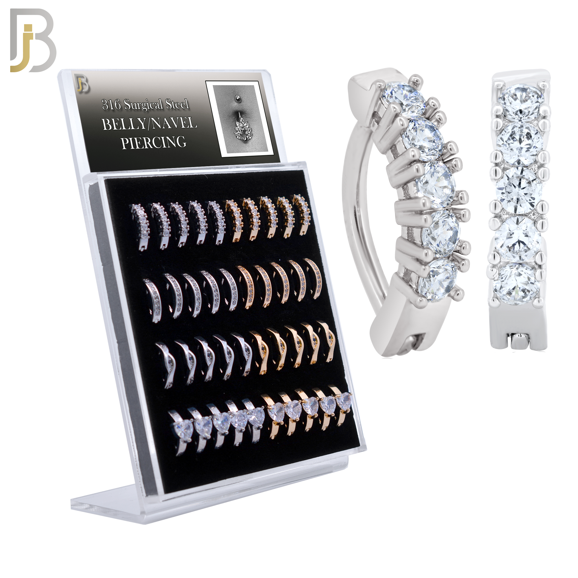 PK-NBC01M - 316 Surgical Steel Four Designs Clicker Belly Rings - Pack of 40 pcs image 0