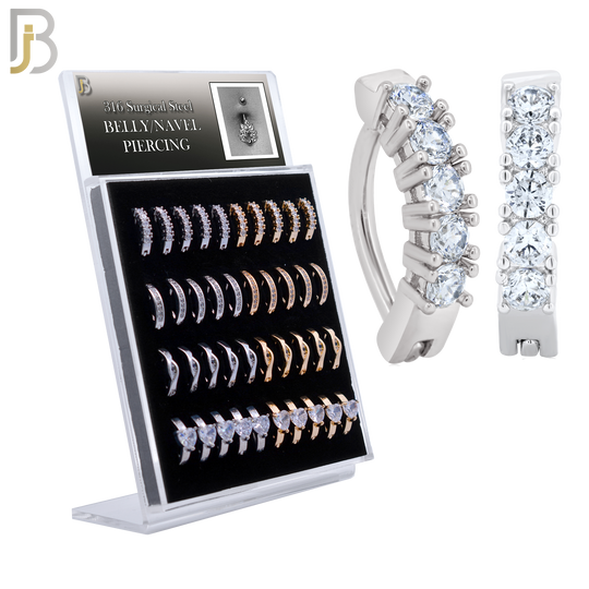 PK-NBC01M - 316 Surgical Steel Four Designs Clicker Belly Rings - Pack of 40 pcs image 0