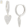 ES99 - 316L Stainless Steel Dangling Heart Hollow with  Zircon Design Huggies Clip On image 1
