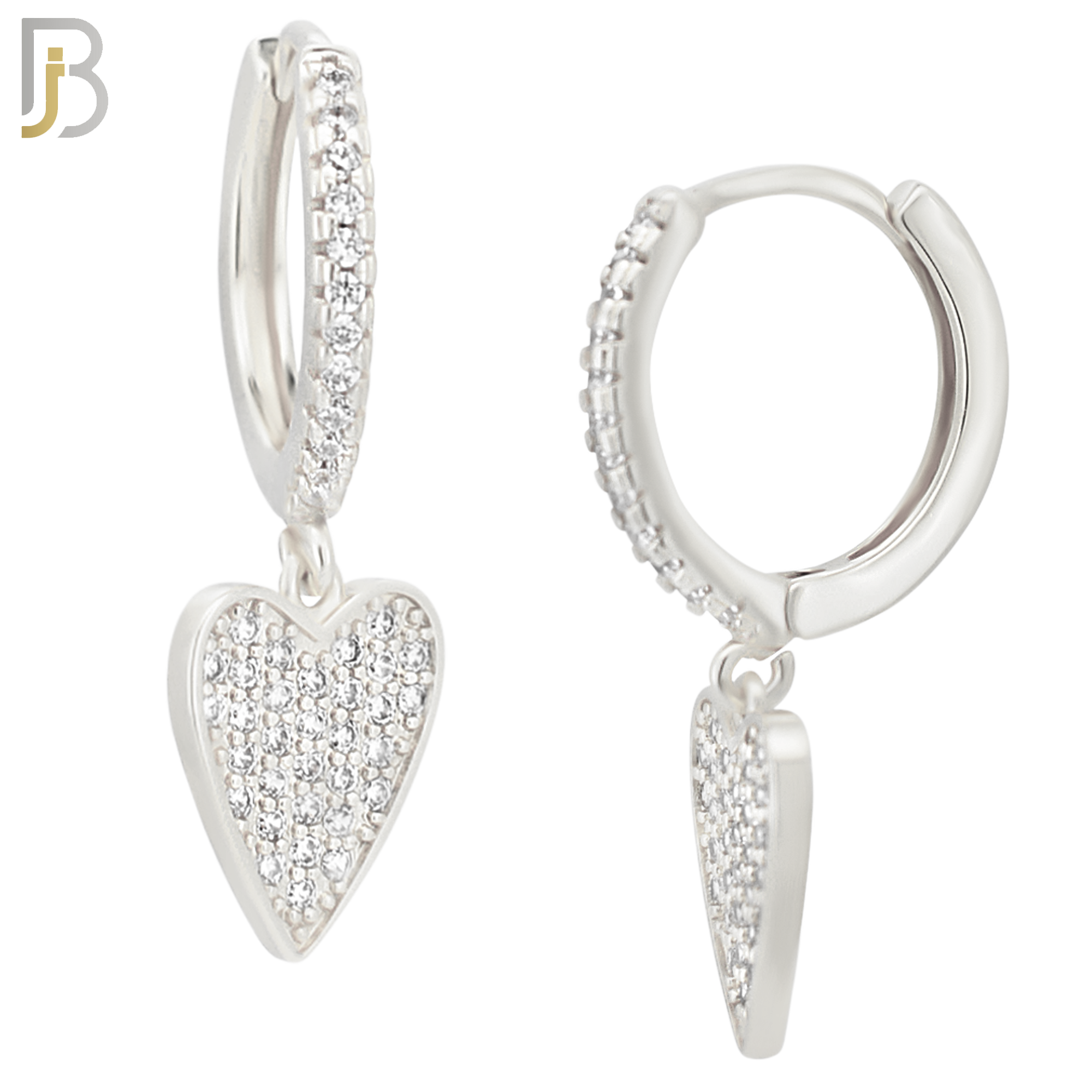 ES99 - 316L Stainless Steel Dangling Heart Hollow with  Zircon Design Huggies Clip On image 1