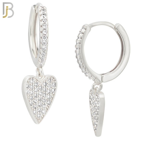 ES99 - 316L Stainless Steel Dangling Heart Hollow with  Zircon Design Huggies Clip On image 1
