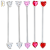 PK-BB60S - 316L Surgical Steel Heart Shaped CZ in Prong Set Industrial Barbell Pack of 16 pcs - Steel image