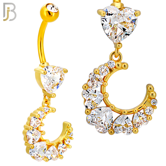 N0151 - 316L Surgical Steel Star CZ Studded Belly Ring with Pear CZ Drop image 4