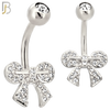 NB113 - 316L Surgical Steel Ribbon CZ studded Round Knots Belly Ring image 1