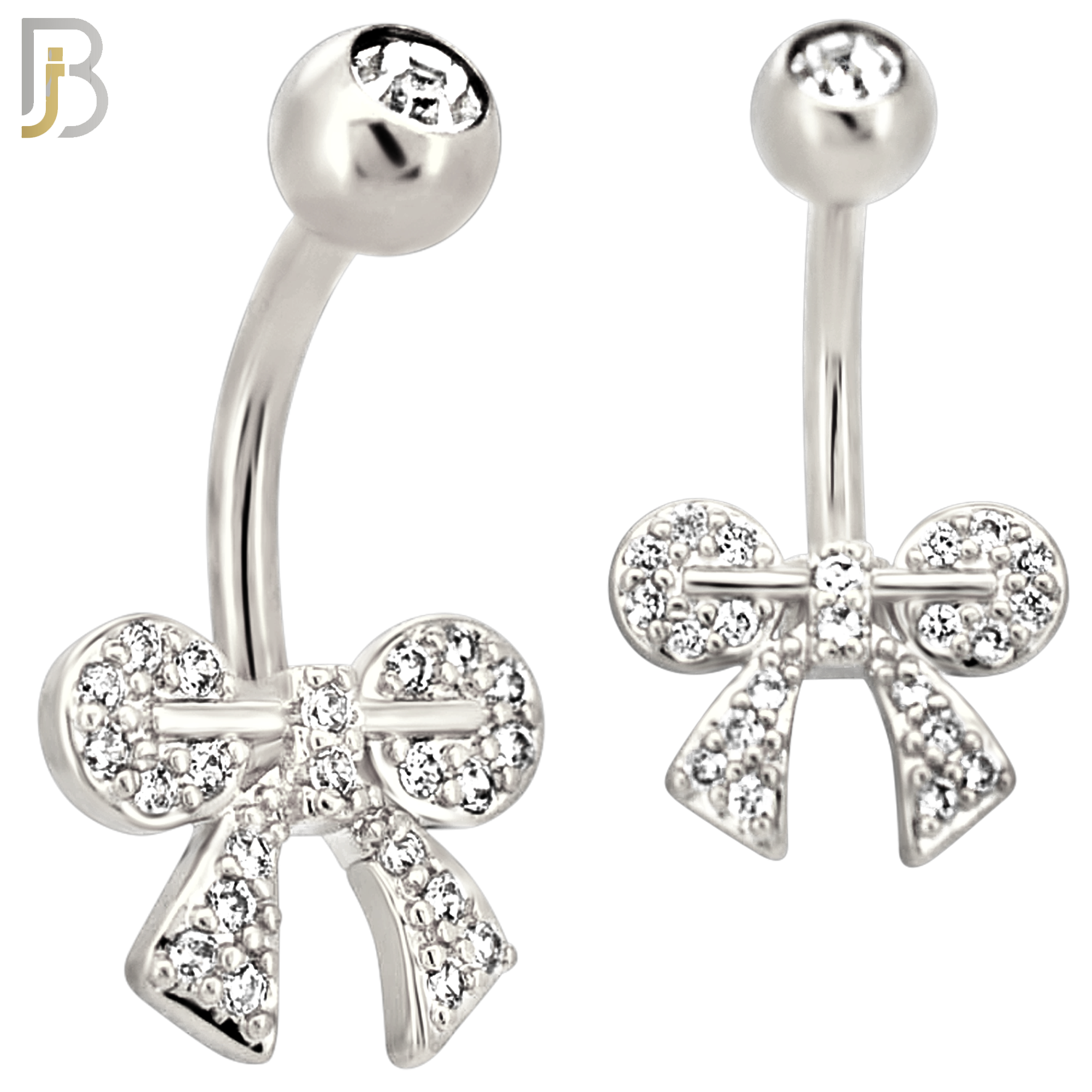 NB113 - 316L Surgical Steel Ribbon CZ studded Round Knots Belly Ring image 1