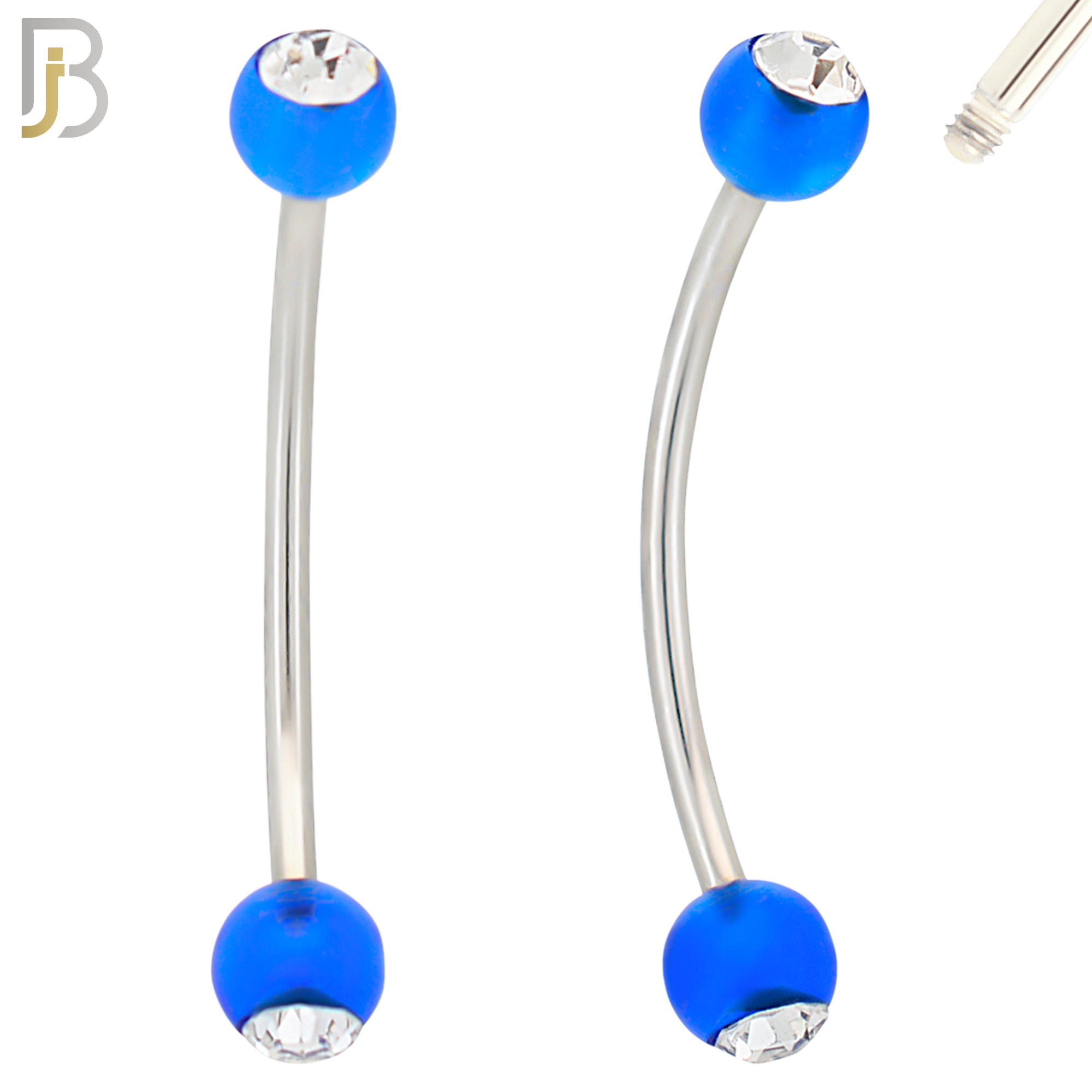 EC07TS - 316L Surgical Steel Transparent/Solid Acrylic Ball with Clear Zircon Curved Barbell Externally Threaded (PACK OF 6) image 4