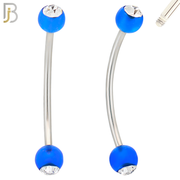 EC07TS - 316L Surgical Steel Transparent/Solid Acrylic Ball with Clear Zircon Curved Barbell Externally Threaded (PACK OF 6) image 4