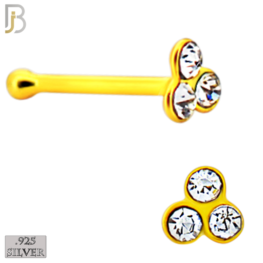 925-PK-NR08BY - 120 pcs, 18k Gold Plated Sterling Silver Nose Bones, 22g Thickness,  Assorted Shapes Tops Packages image 5