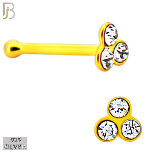 925-PK-NR08BY - 120 pcs, 18k Gold Plated Sterling Silver Nose Bones, 22g Thickness,  Assorted Shapes Tops Packages image 5