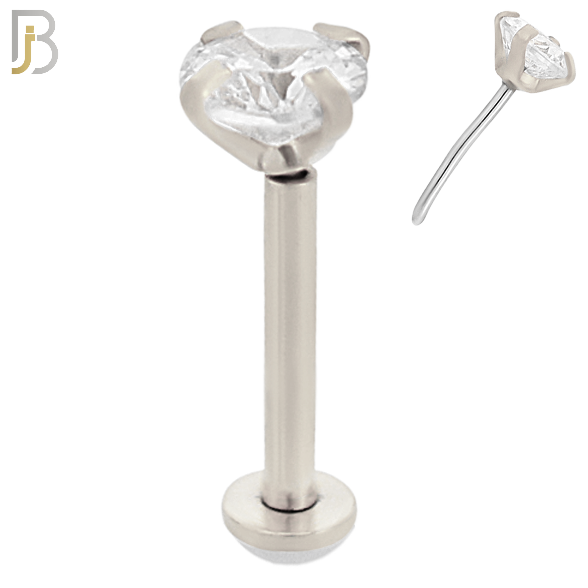 LB17S16 - 16g Thickness 316L Surgical Steel Prong Setting Round Push In  Zircon Labret (PACK OF 6) image 6