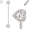 BB16 - 316L Surgical Steel Screw Bar Heart Multi CZ Design Barbell Industrial (PACK OF 4) image 1