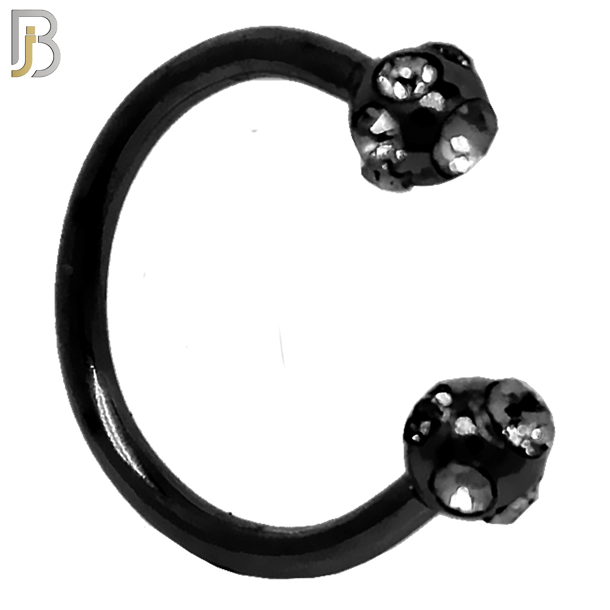 HS03K - 316L Surgical Steel Black Plated Horseshoe with  Multi Zircon Screw Ball External Threaded (PACK OF 6) image 0