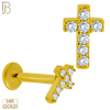 14-LB51 - 14k Gold Cross Labret Studded with CZ Labret image 0