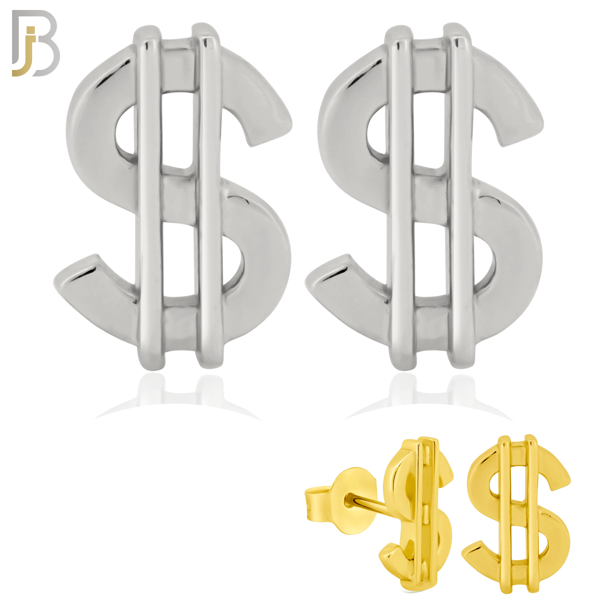 925-ES241 - 925 Sterling Silver Plain Dollar Sign Earring Stud image 0