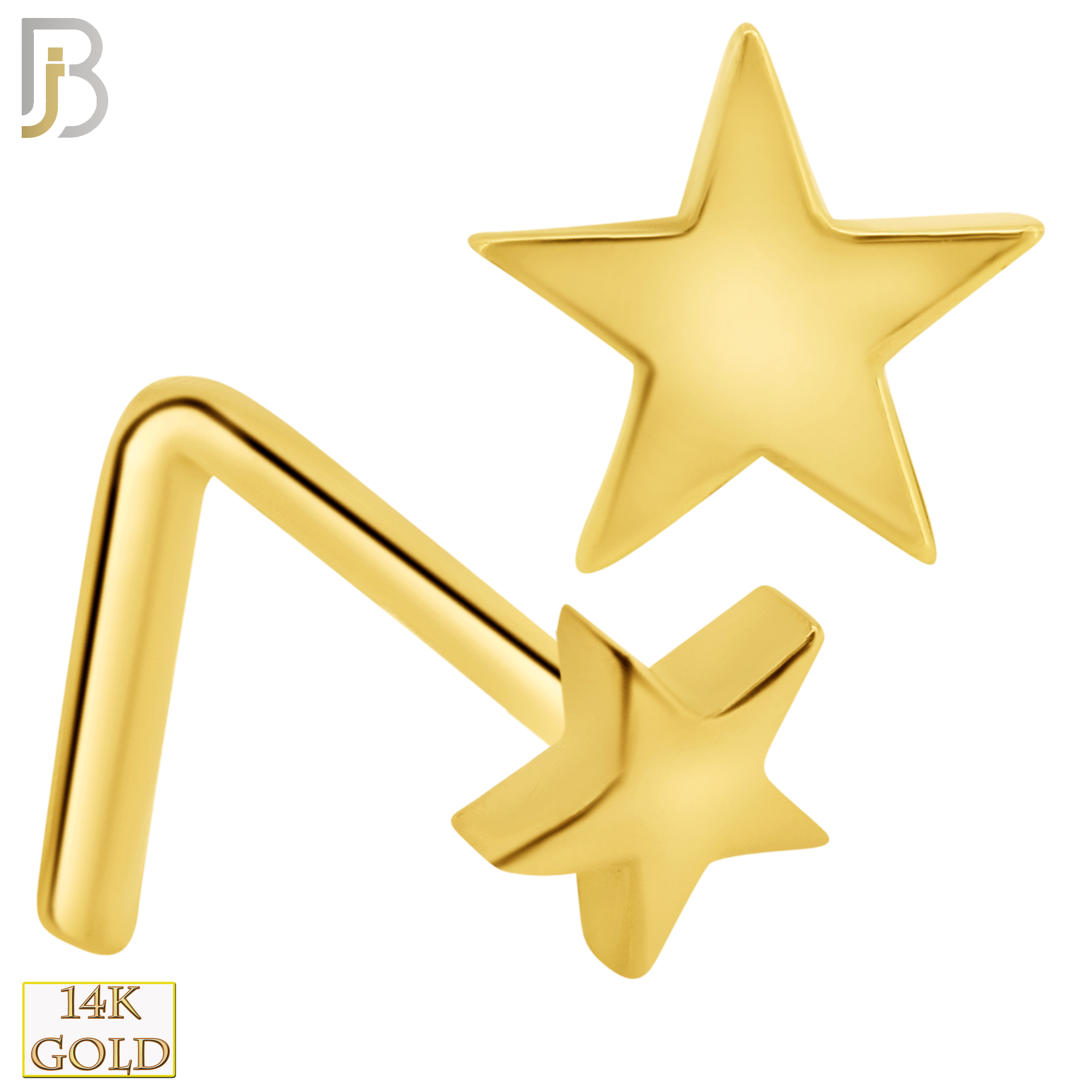 14-NR48L - 14k Solid Gold L-Shape Plain Star Design image 0