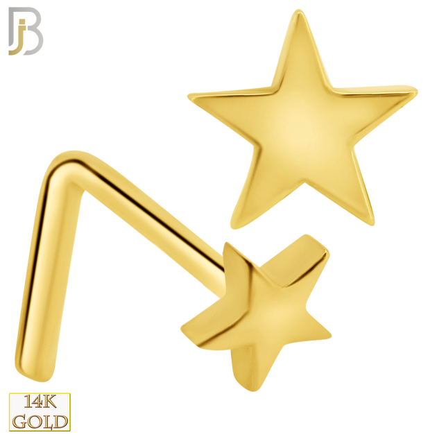 14-NR48L - 14k Solid Gold L-Shape Plain Star Design image 0