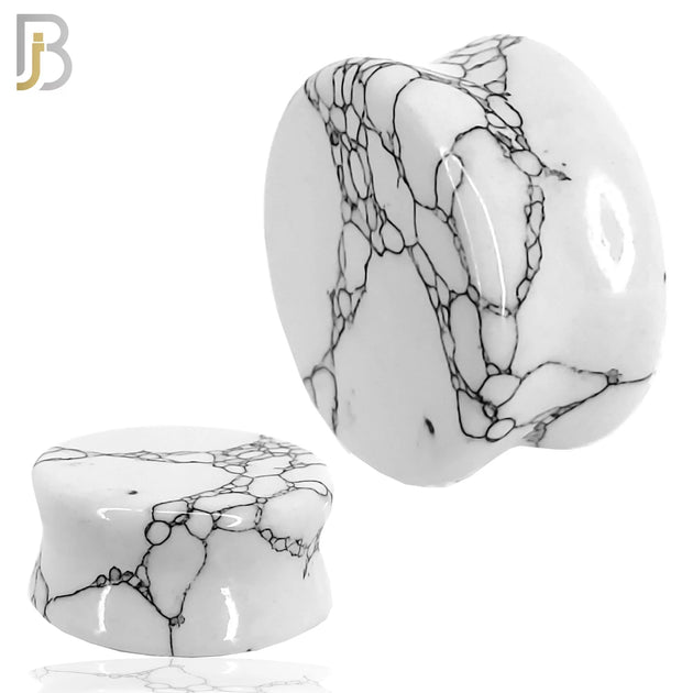 PSTHW - Natural Stone Howlite Double Flare Plugs image 0