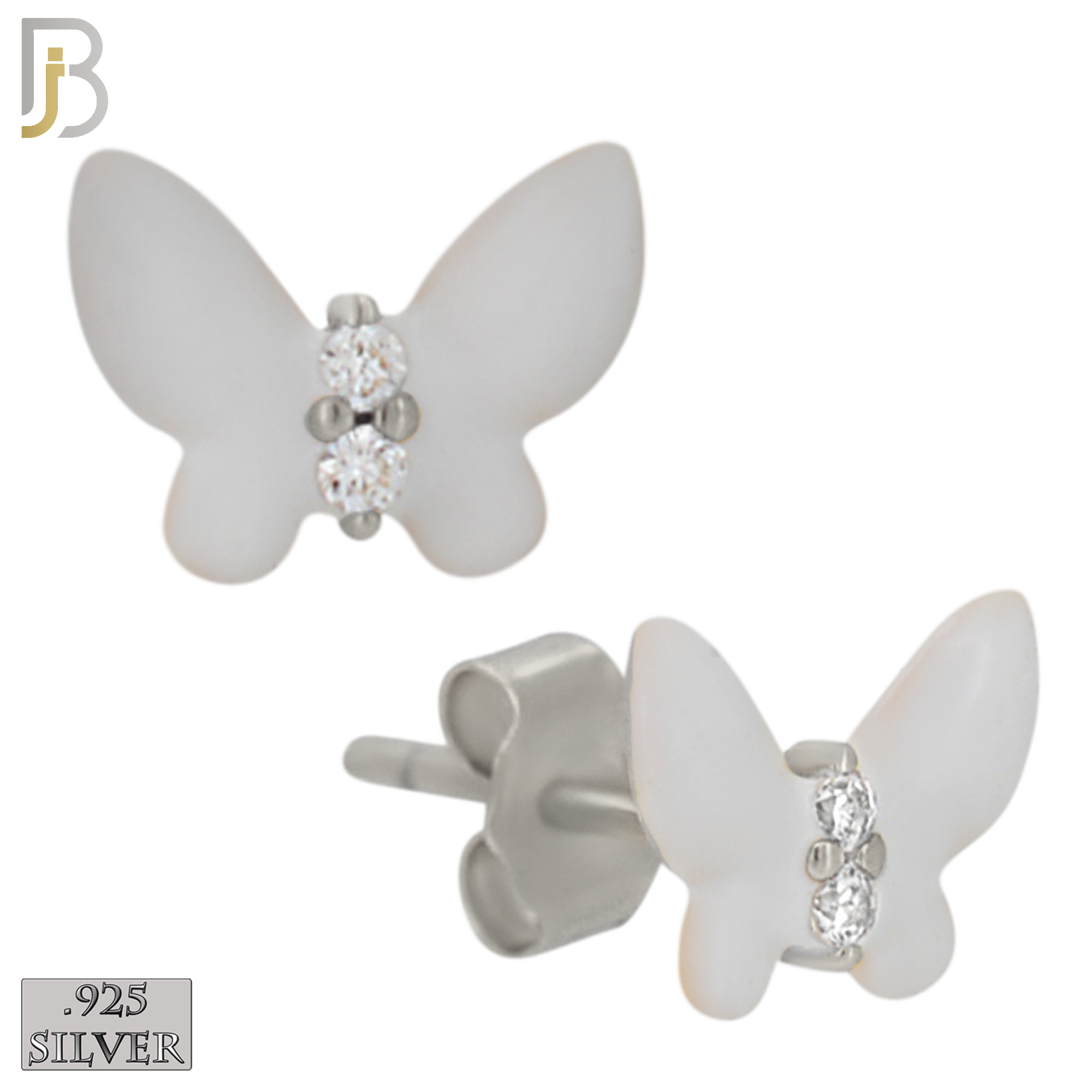 925-ES475 - 925 Sterling Silver Enamel Coated Butterfly Push Back Stud Earring image 2