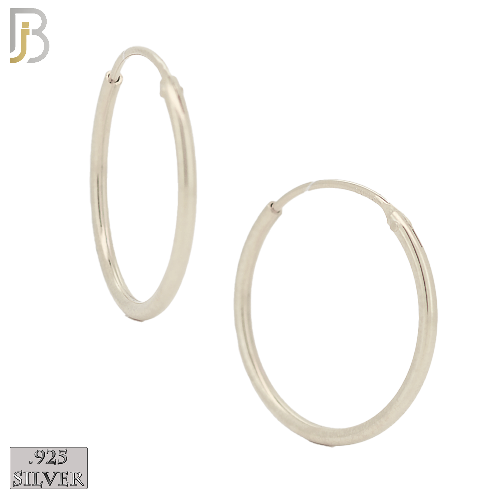 925-ES310S - .925 Sterling Silver Plain Hoop Earrings image 8