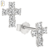 925-ES24 - .925 Sterling Silver Cross with Multi Zircon Earrings Stud image 1