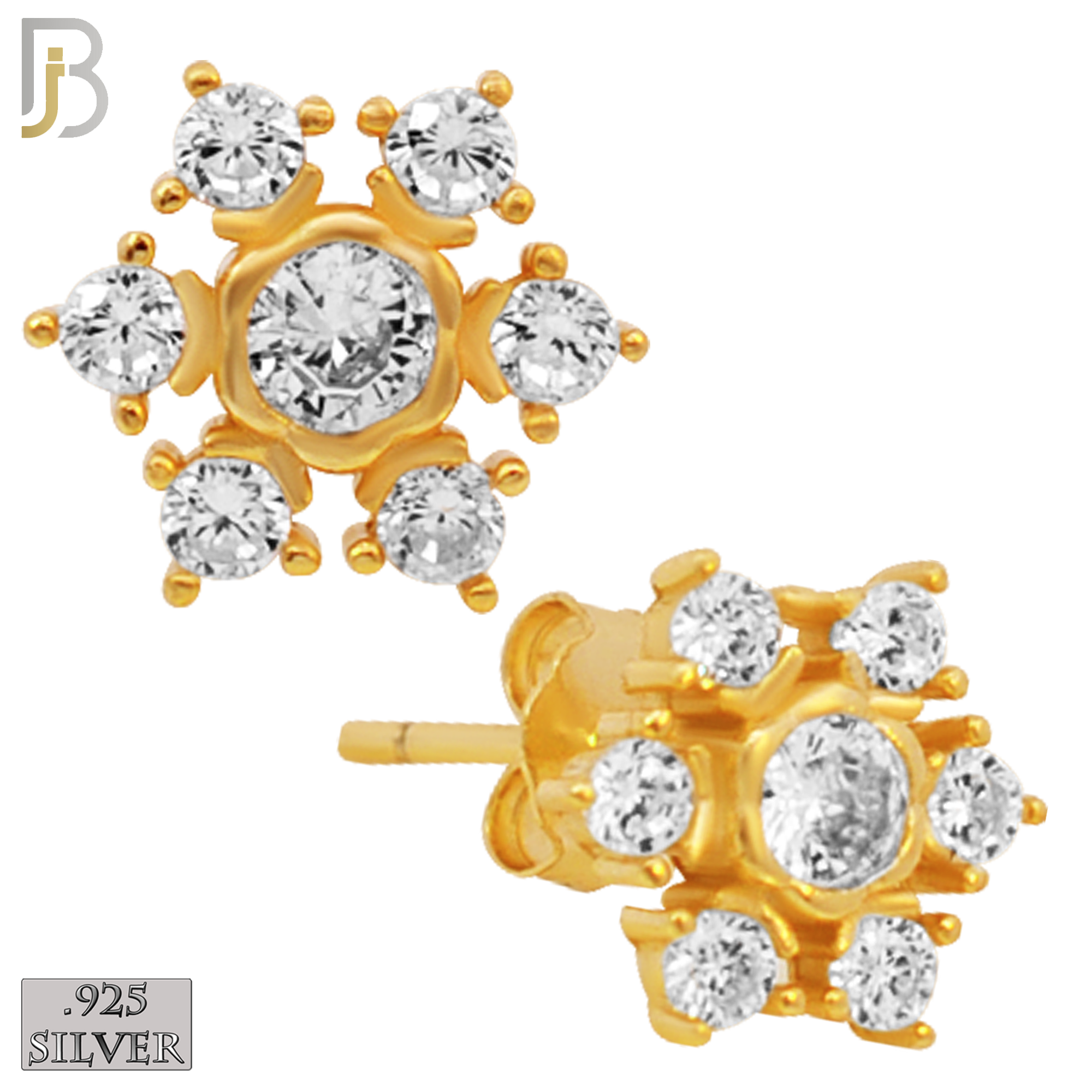 925-ES27 - .925 Sterling Silver Snowflakes Earrings Stud with Zircon image 2