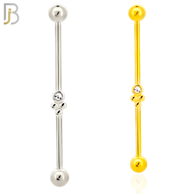 BB25 - 316L Surgical Steel Screw Bar with Brass Grape Bunch Design Barbell Industrial (PACK OF 4) image 0