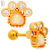 TB89 - 316L Stainless Steel Paw Print with Opalite & CZ Gems Tragus/Cartilage Barbell (PACK OF 6) image 2