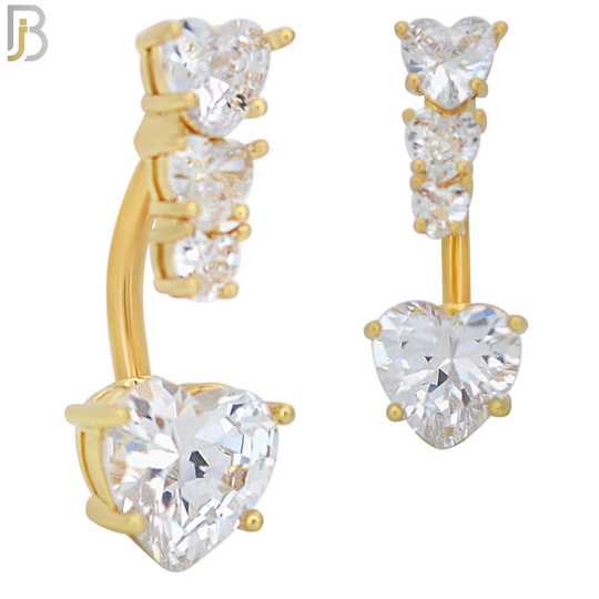 NB58 - 316L Stainless Steel Heart Shaped Clear Zircon in Four Prong Setting Banana Belly Ring image 2