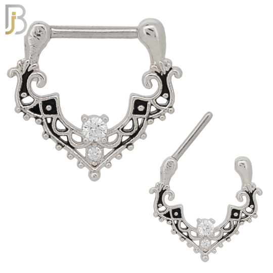 CT73 - 316 Surgical Steel Antique Finish with Zircon Nose Clicker for Septum Piercing (PACK OF 6) image 0