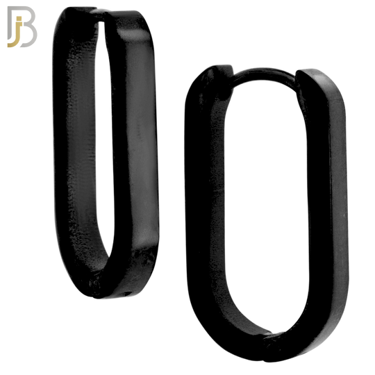ES171 - 316L Stainless Steel Plain Huggies Oval Shape Clip On image 2