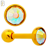TB118GA -  Gold Plated AB Color 316L Stainless Steel Bezel Tragus/Cartilage Barbell (PACK OF 6) image 2