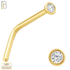 14-NR06C - 14k Yellow Gold L-Shape Nose Ring with Round CZ in Bezel Setting image 0
