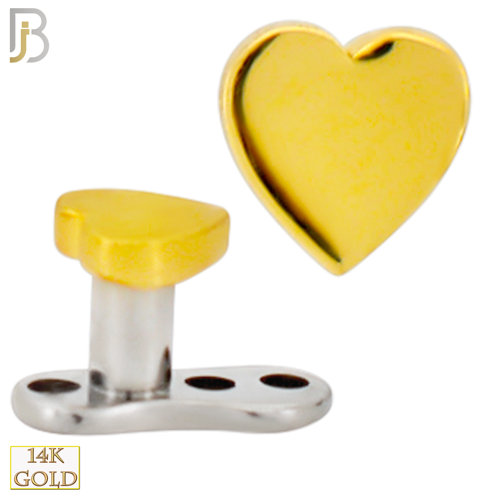 14-G23-DM10 - 14k Titanium Anchor with 14k Gold Top Plain Heart Dermal - Internally Threaded image 0
