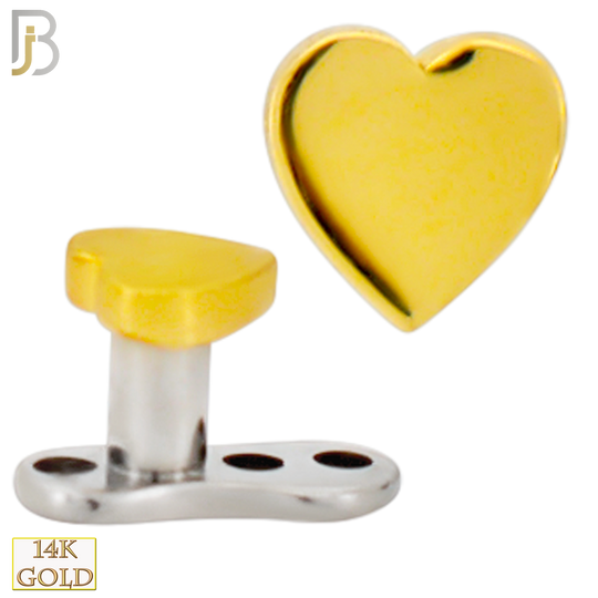 14-G23-DM10 - 14k Titanium Anchor with 14k Gold Top Plain Heart Dermal - Internally Threaded image 0