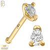14-NR32B- 14k Solid Gold Nose Bone with Tear Drop Shape CZ in Prong Setting image 0