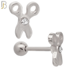 TB76 - 316L Stainless Steel Scissors Star Tragus/Cartilage Barbell (PACK OF 6) image 1