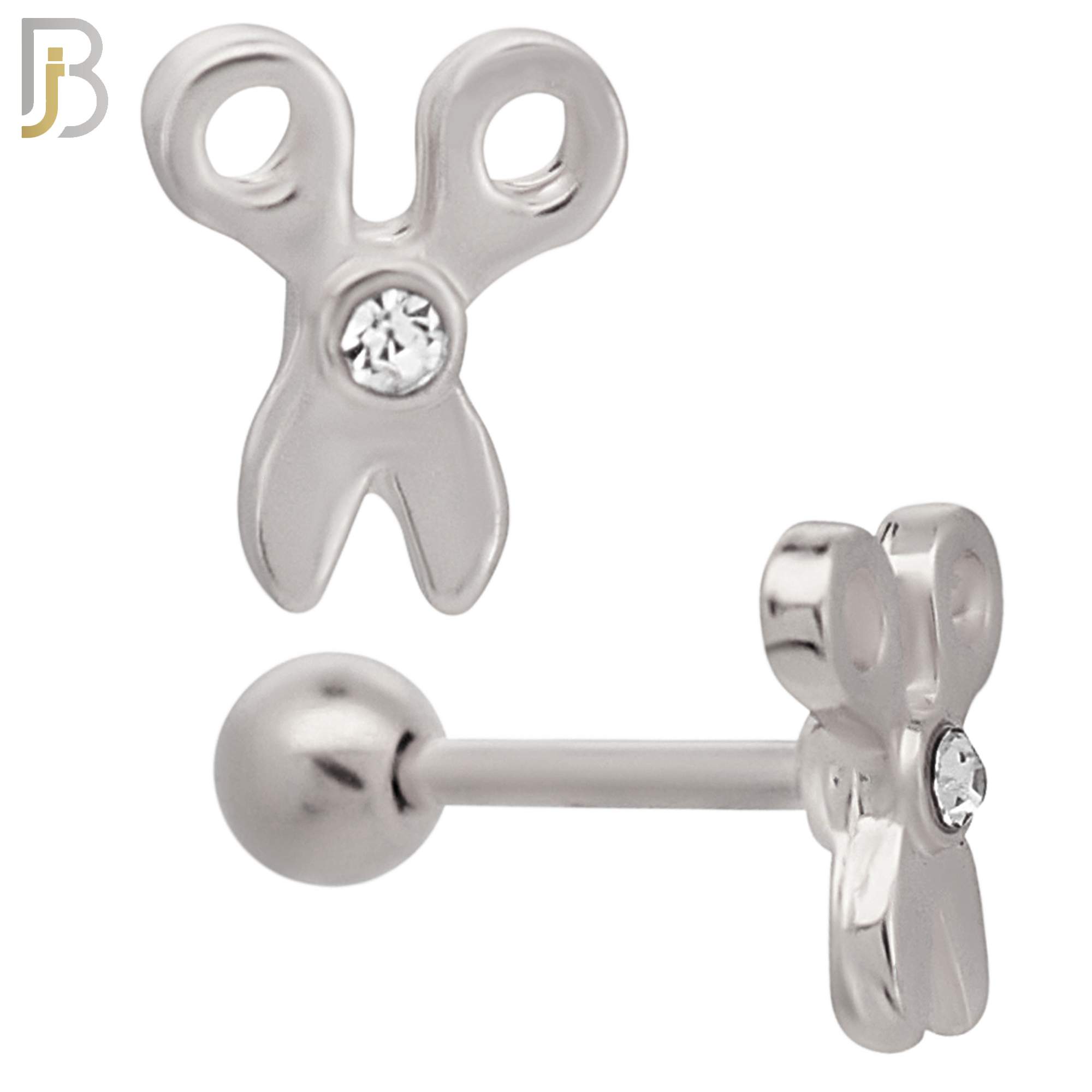 TB76 - 316L Stainless Steel Scissors Star Tragus/Cartilage Barbell (PACK OF 6) image 1