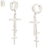 ES39 - 316L Stainless Steel Dangling 3 Cross Design Huggies Clip On image 3
