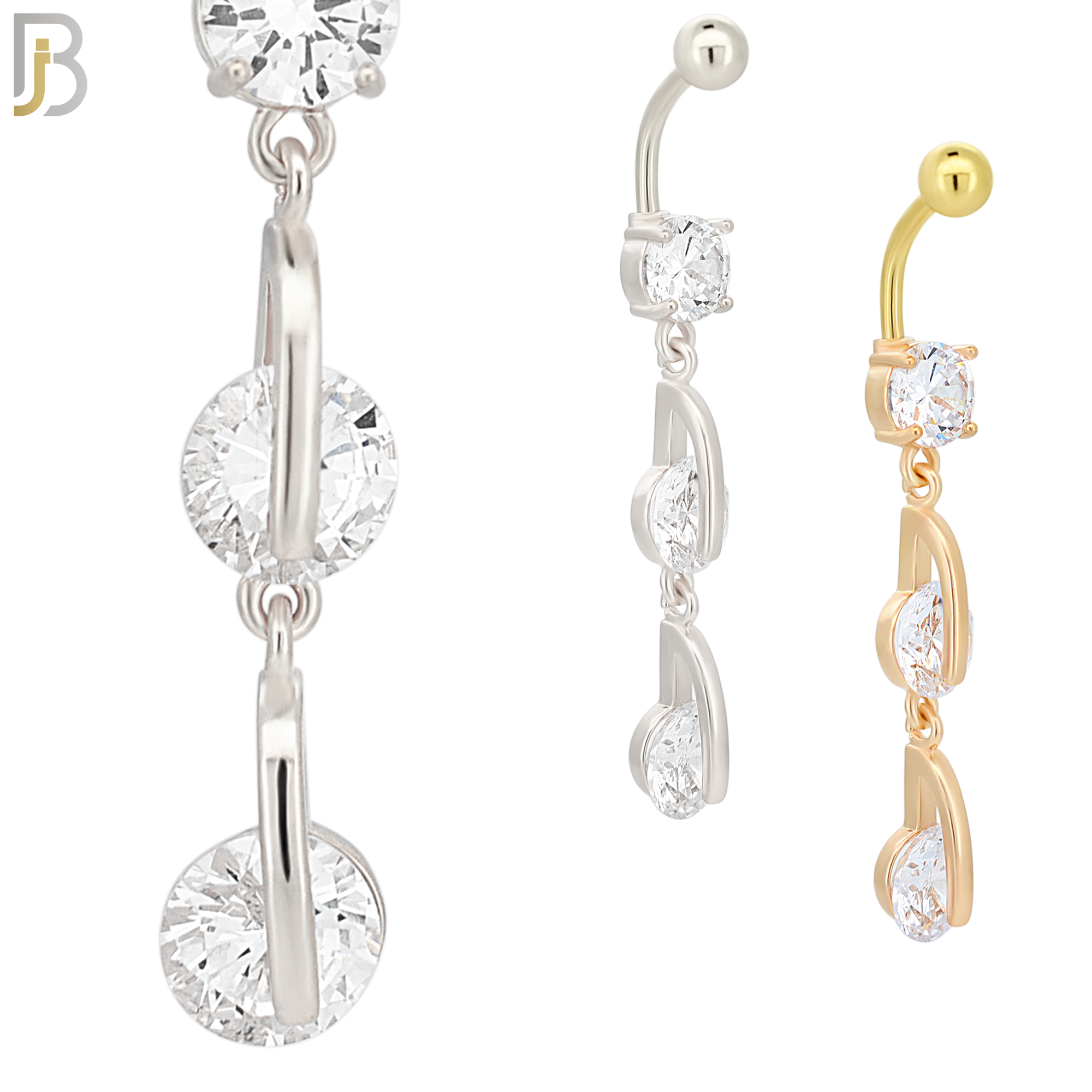 N062 - 316L Stainless Steel Dangling  Round Zircon Design Belly Ring with 5mm Screw Ball Top image 0