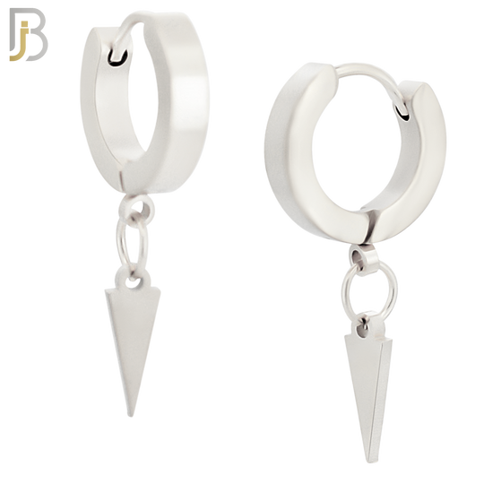 ES101 - 316L Stainless Steel Dangling  Triangle Huggies Clip On image 1